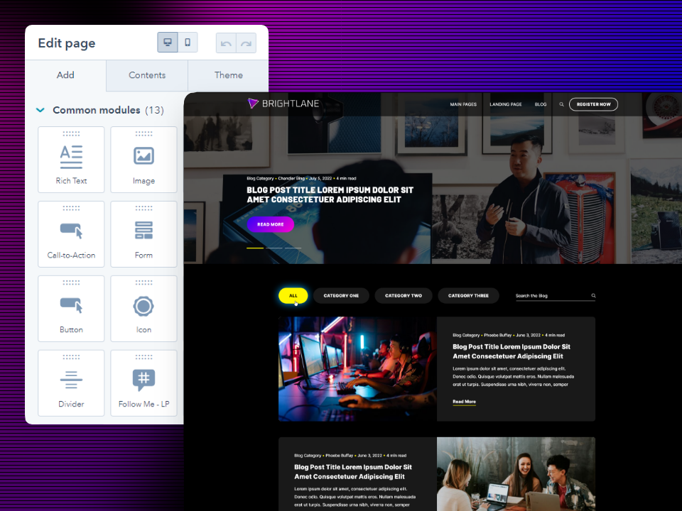 Individual and Global Page Settings